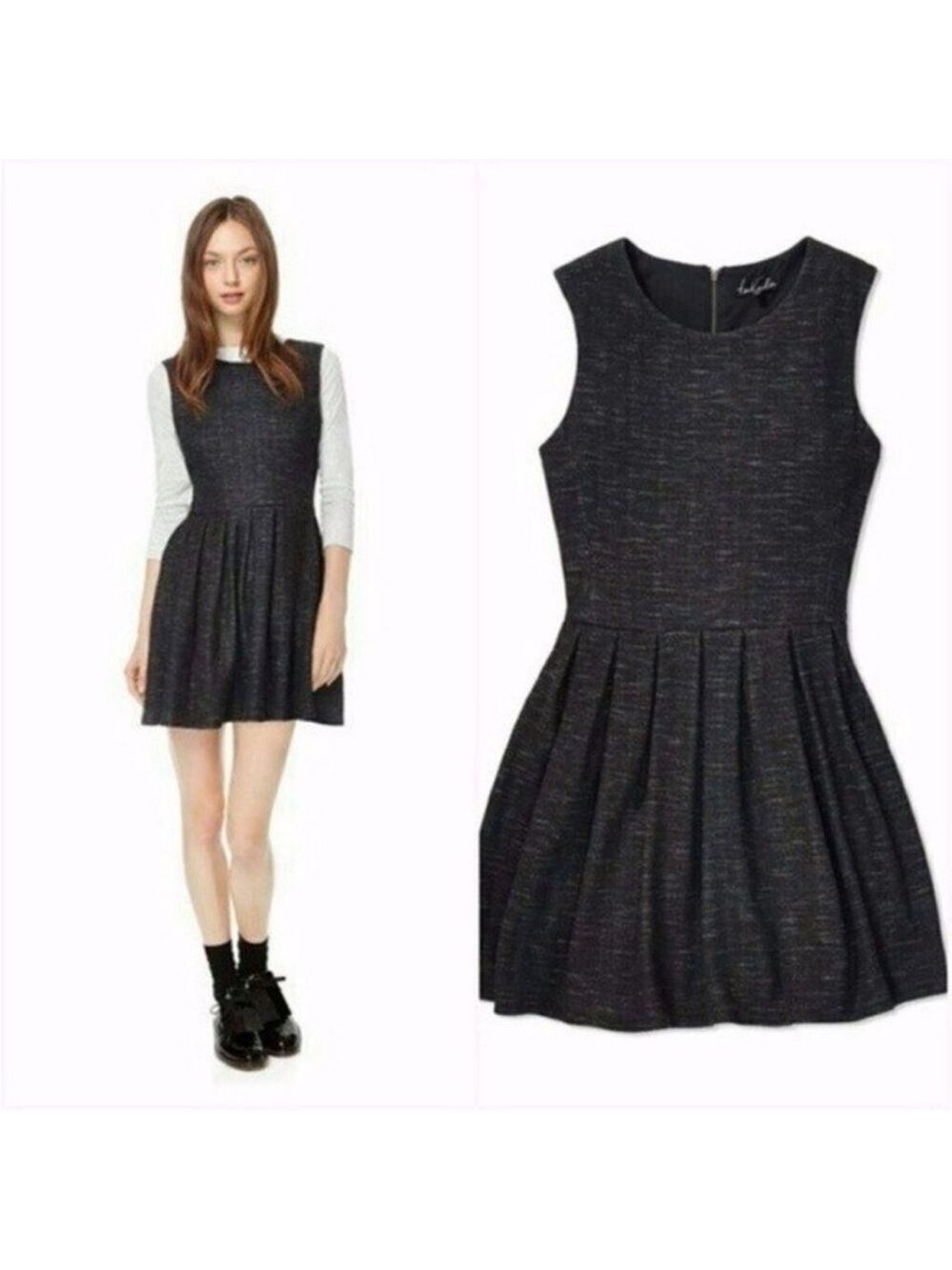 Aritzia Talula Charcoal Waldorf Dress Sleeveless Pleated Skirt, size 6